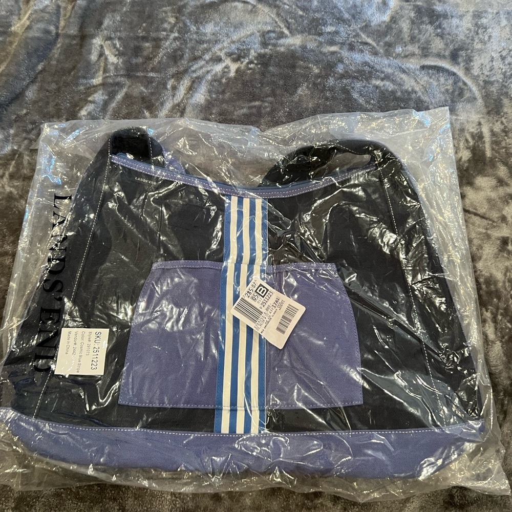 Black and Blue Tote with Stripes